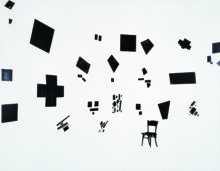 <b>David Diao, <i>Black and White with Chair</i>, 1984